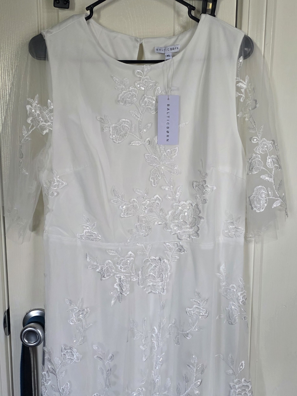 Baltic Born White Floral Embroidered Overlay Dress Arabella NWT
